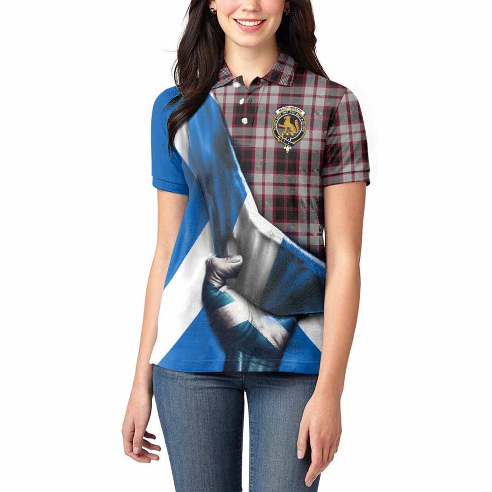 Tartan Vibes Clothing MacPherson (McPherson) Tartan Women's Polo Shirt with Family Crest Scotland Patriotic Style