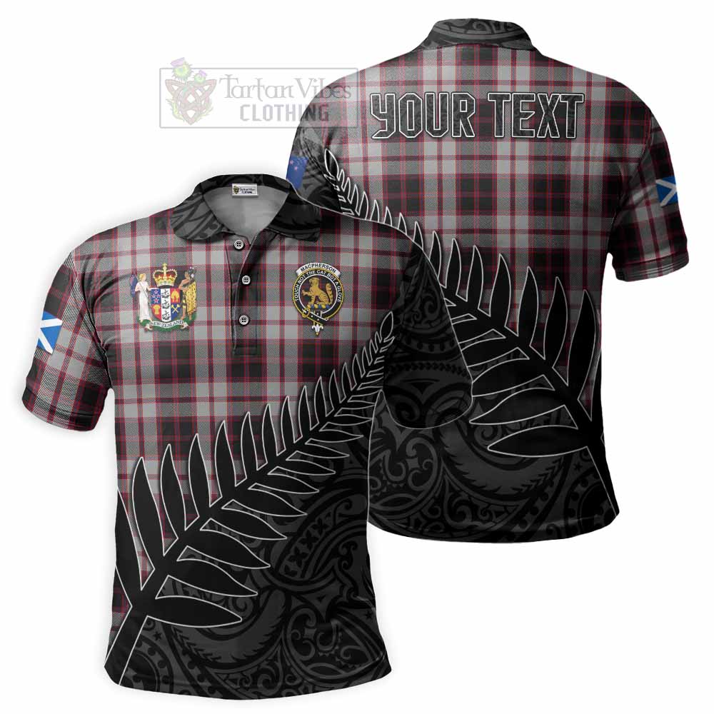 Tartan Vibes Clothing MacPherson (McPherson) Crest Tartan Polo Shirt with New Zealand Silver Fern Half Style