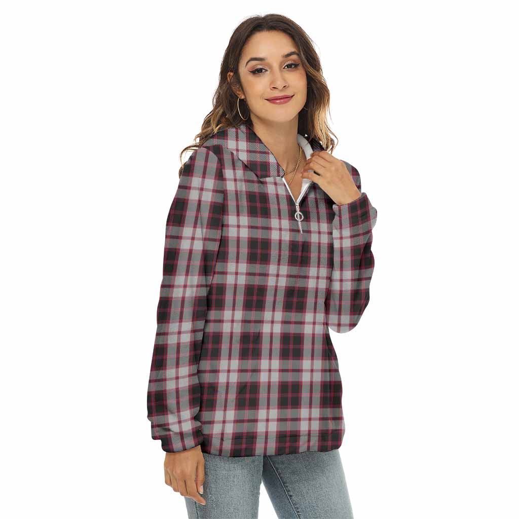 Tartan Vibes Clothing MacPherson (McPherson) Tartan Women's Borg  Half Zip Fleece Hoodie