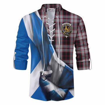 MacPherson (McPherson) Tartan Ghillie Kilt Shirt with Family Crest Scotland Patriotic Style