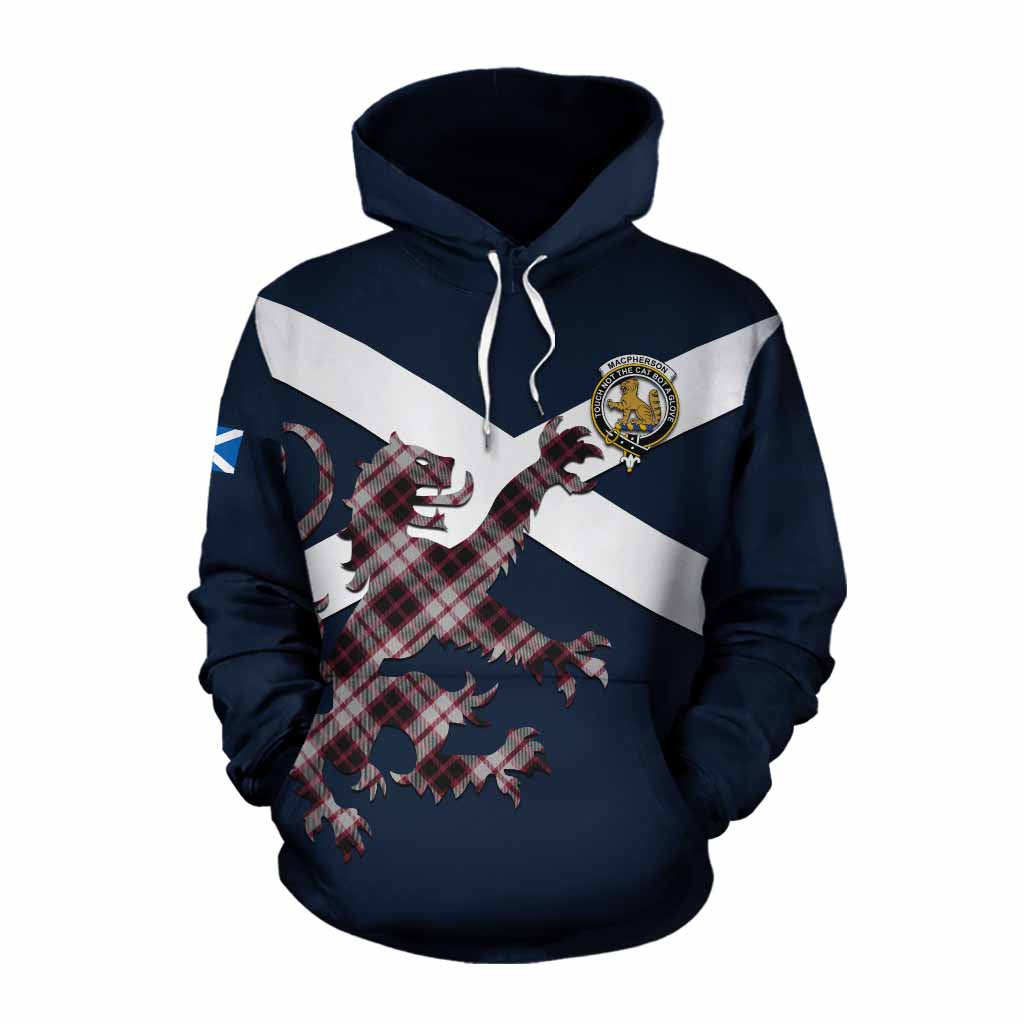 Tartan Vibes Clothing MacPherson (McPherson) Tartan Lion Rampant Cotton Hoodie Proudly Display Your Heritage with Alba Gu Brath and Clan Name