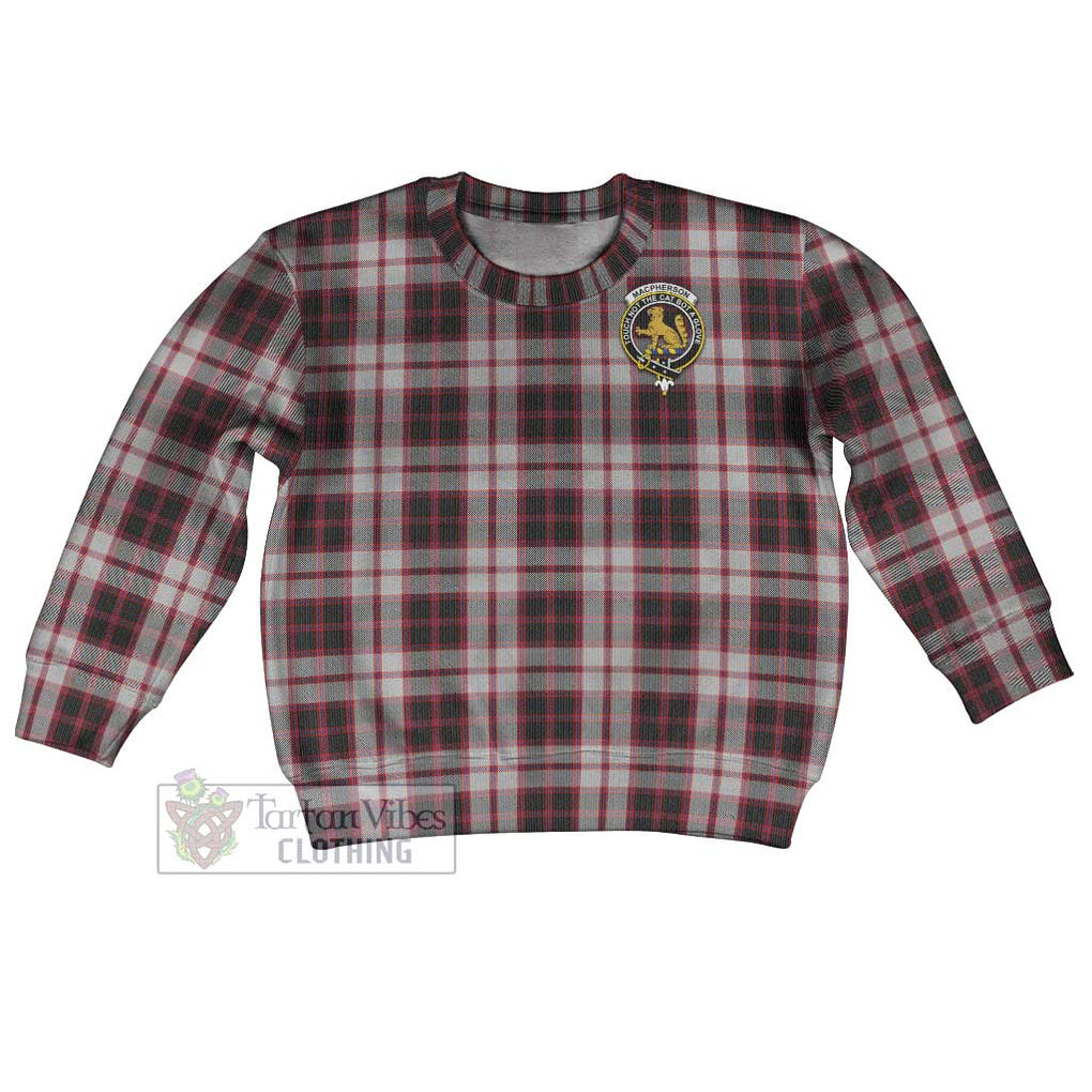 Tartan Vibes Clothing MacPherson (McPherson) Tartan Kid Ugly Sweater with Family Crest