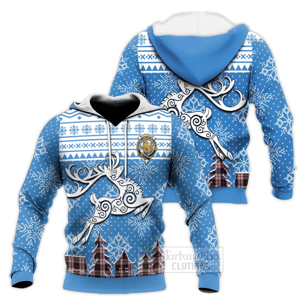 Tartan Vibes Clothing MacPherson (McPherson) Clan Christmas Knitted Hoodie Celtic Reindeer Style