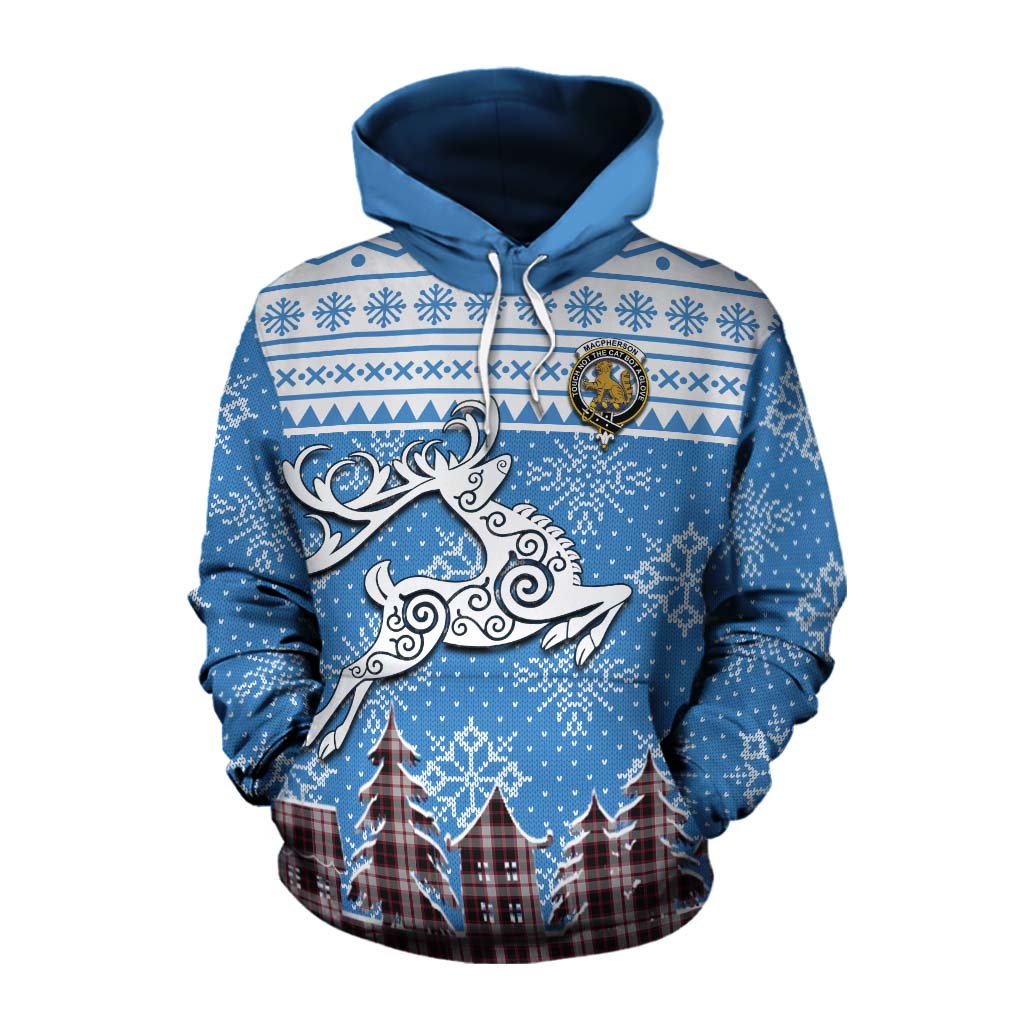 Tartan Vibes Clothing MacPherson (McPherson) Clan Christmas Cotton Hoodie Celtic Reindeer Style