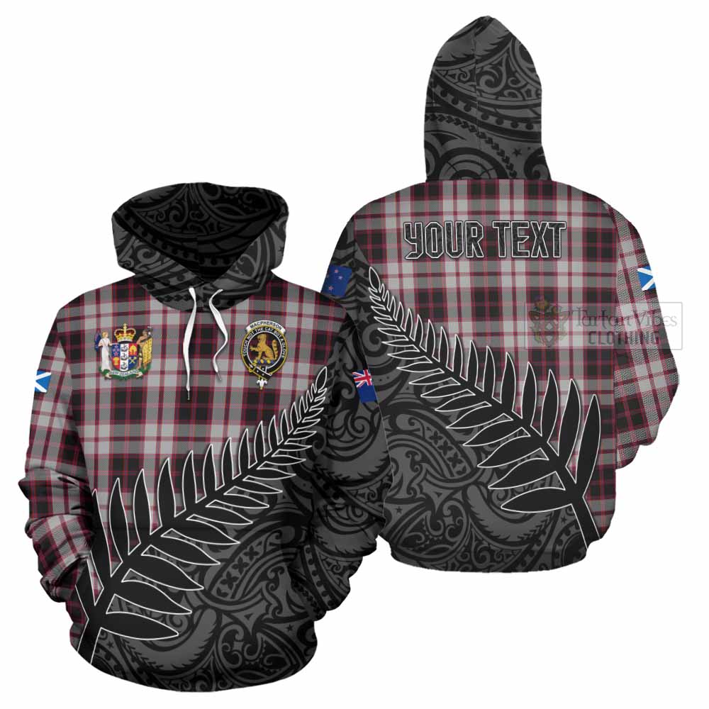 Tartan Vibes Clothing MacPherson (McPherson) Crest Tartan Hoodie with New Zealand Silver Fern Half Style