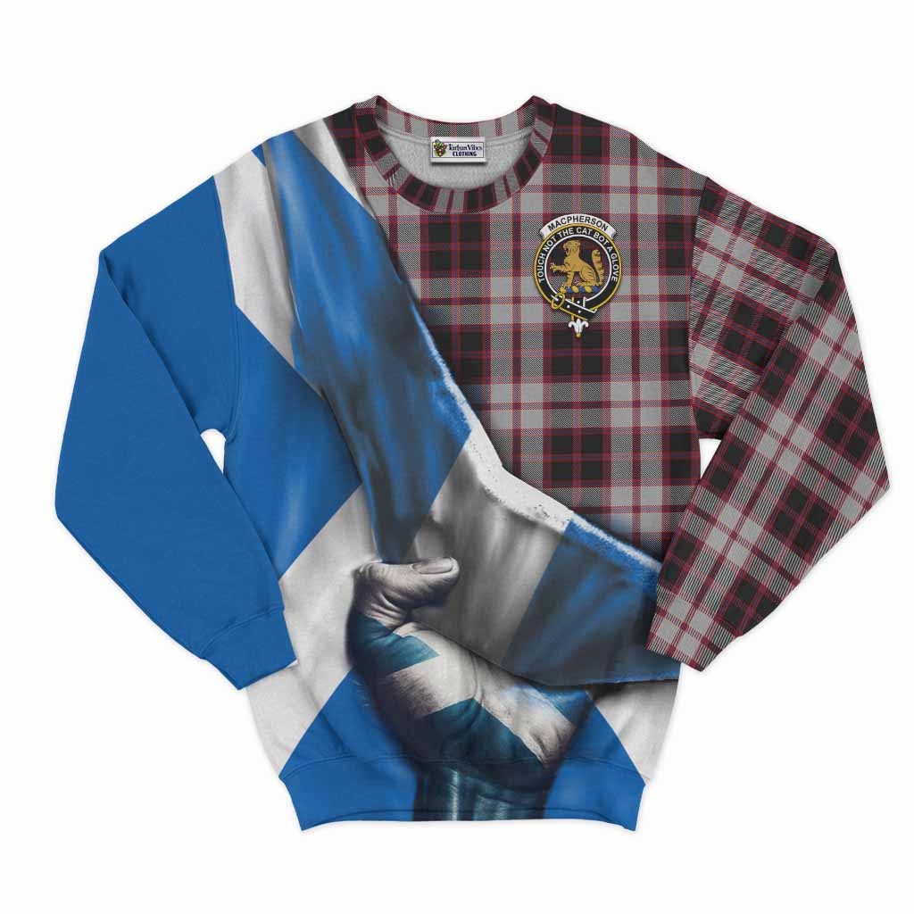 Tartan Vibes Clothing MacPherson (McPherson) Tartan Sweatshirt with Family Crest Scotland Patriotic Style