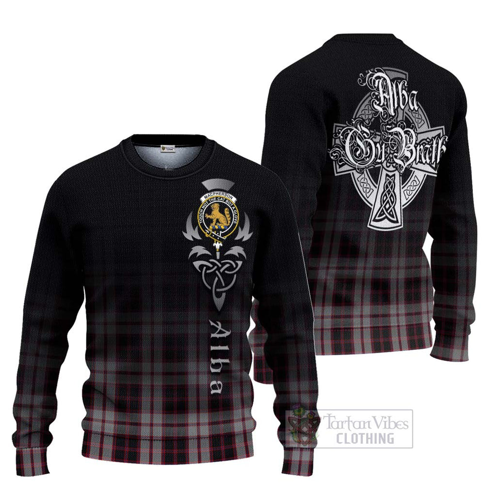 Tartan Vibes Clothing MacPherson (McPherson) Tartan Knitted Sweater Featuring Alba Gu Brath Family Crest Celtic Inspired