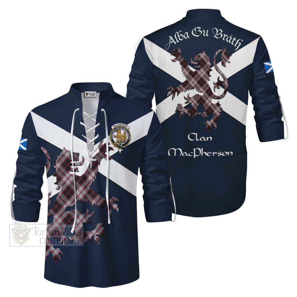 Tartan Vibes Clothing MacPherson (McPherson) Tartan Lion Rampant Ghillie Kilt Shirt Proudly Display Your Heritage with Alba Gu Brath and Clan Name