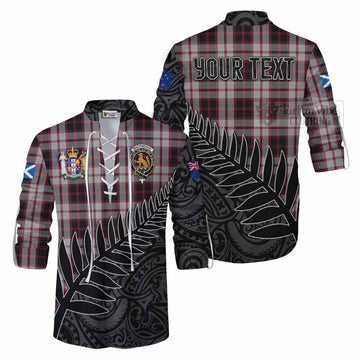 MacPherson (McPherson) Crest Tartan Ghillie Kilt Shirt with New Zealand Silver Fern Half Style