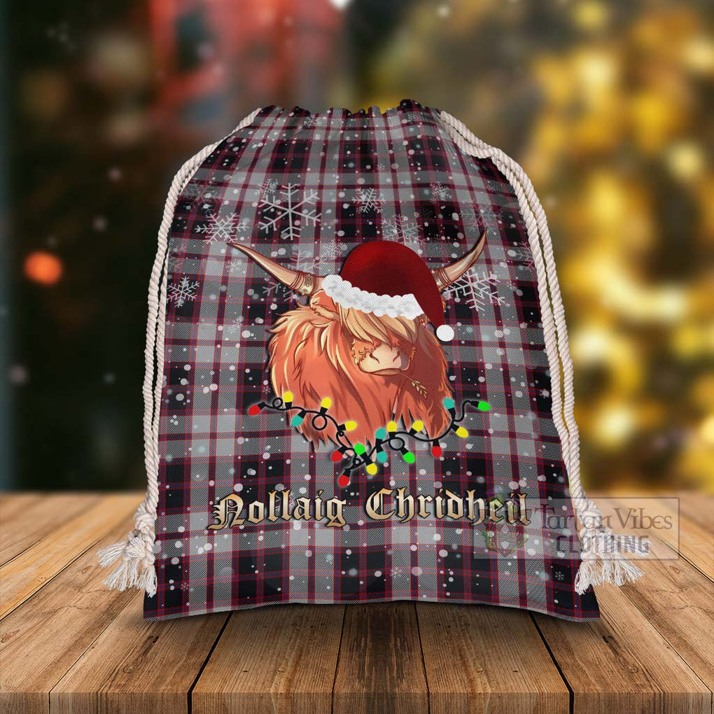 Tartan Vibes Clothing MacPherson (McPherson) Tartan Christmas Santa's Bag with Highland Cow