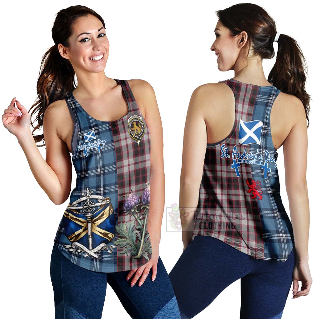 Tartan Vibes Clothing MacPherson (McPherson) Tartan Women's Racerback Tanks Happy St. Andrew's Day Half Tartan Style