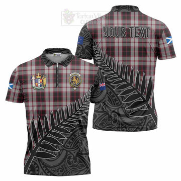 MacPherson (McPherson) Crest Tartan Zipper Polo Shirt with New Zealand Silver Fern Half Style