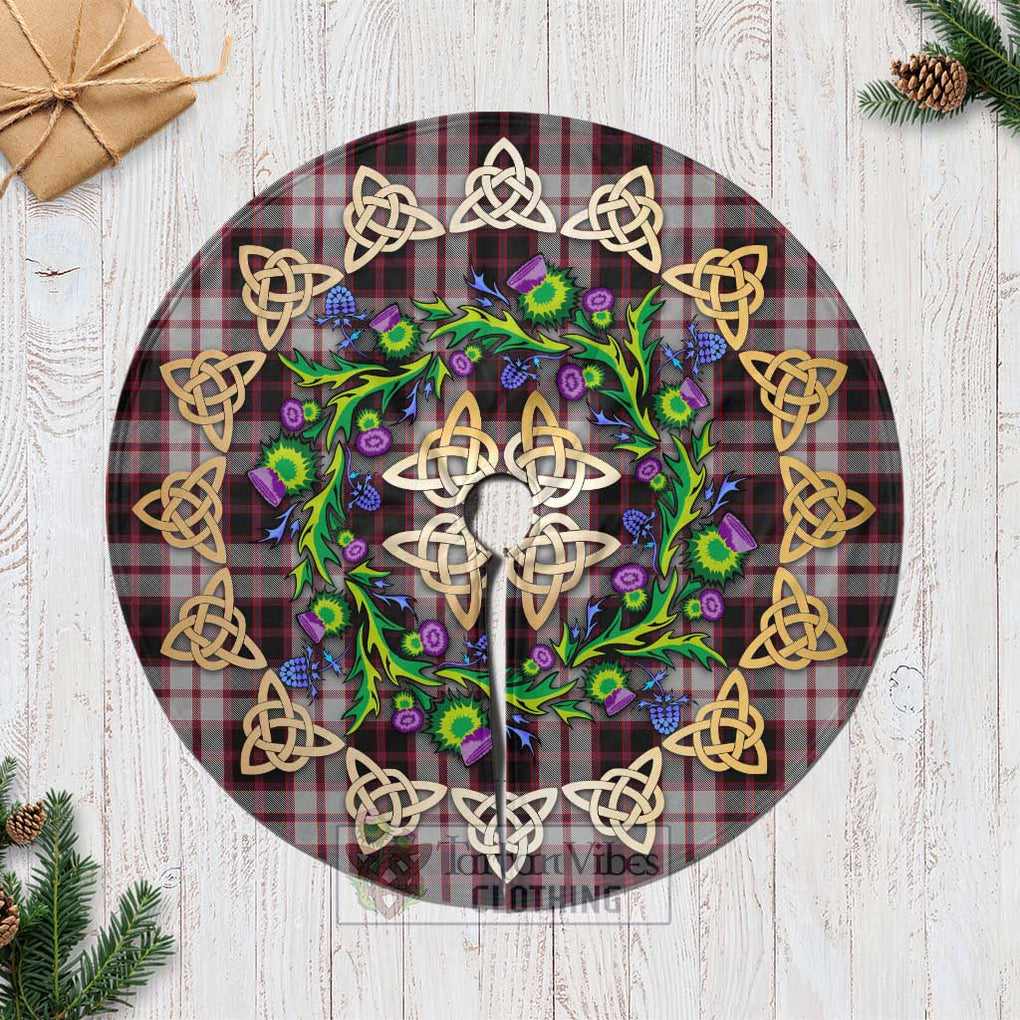 Tartan Vibes Clothing MacPherson (McPherson) Tartan Christmas Tree Skirt with Thistle Celtic Knot Style