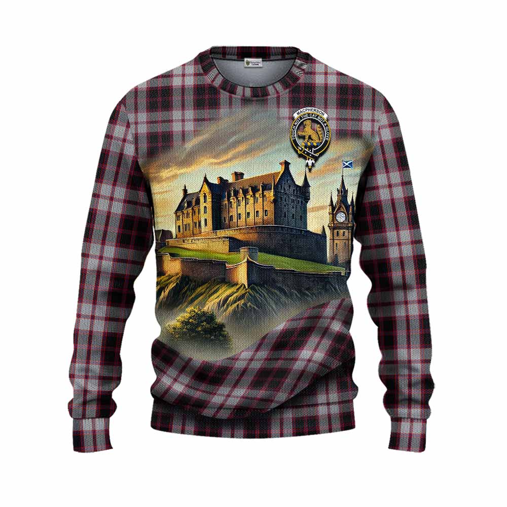 MacPherson (McPherson) Tartan Family Crest Knitted Sweater with Scottish Ancient Castle Style Unisex - Tartan Vibes Clothing