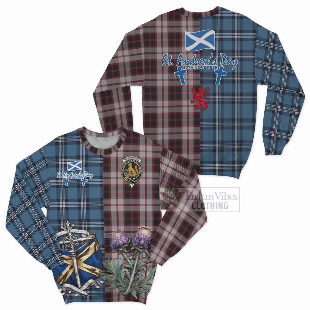 Tartan Vibes Clothing MacPherson (McPherson) Tartan Sweatshirt Happy St. Andrew's Day Half Tartan Style