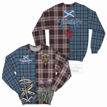 MacPherson (McPherson) Tartan Sweatshirt Happy St. Andrew's Day Half Tartan Style