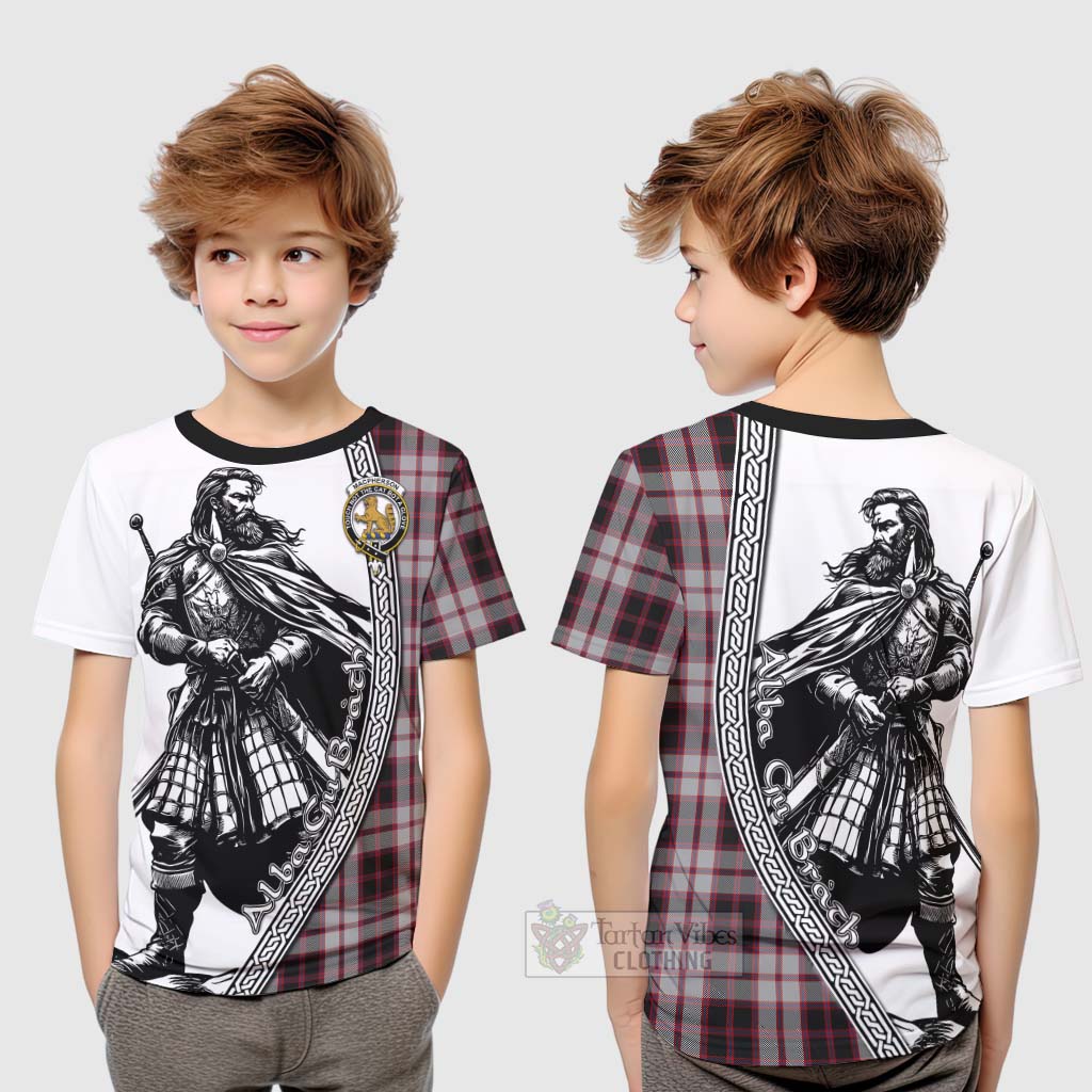 Tartan Vibes Clothing MacPherson (McPherson) Tartan Clan Crest Kid T-Shirt with Highlander Warrior Celtic Style