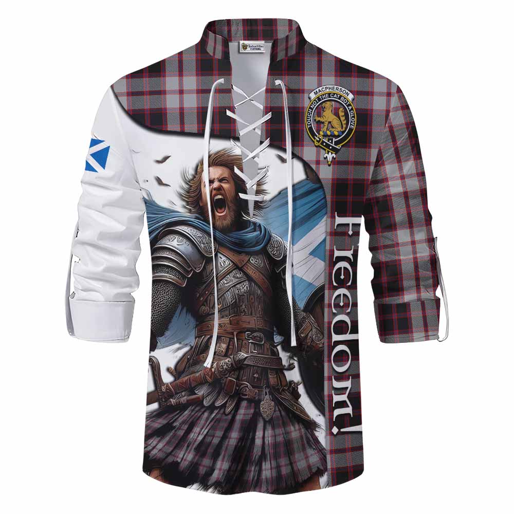 Tartan Vibes Clothing MacPherson (McPherson) Crest Tartan Ghillie Kilt Shirt Inspired by the Freedom of Scottish Warrior