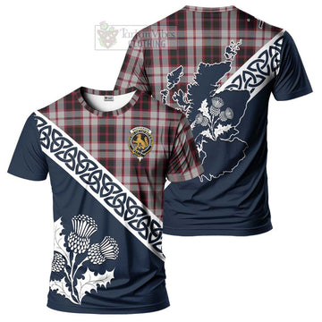 MacPherson (McPherson) Tartan T-Shirt Featuring Thistle and Scotland Map