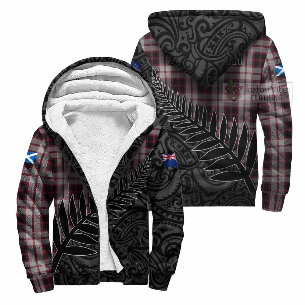 Tartan Vibes Clothing MacPherson (McPherson) Crest Tartan Sherpa Hoodie with New Zealand Silver Fern Half Style