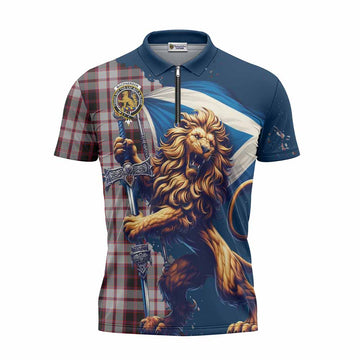 MacPherson (McPherson) Tartan Family Crest Zipper Polo Shirt with Scottish Majestic Lion Unisex - Tartan Vibes Clothing