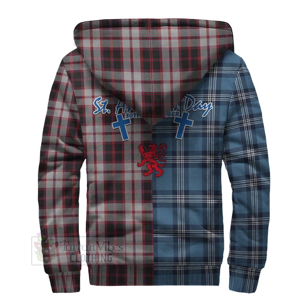 Tartan Vibes Clothing MacPherson (McPherson) Tartan Sherpa Hoodie Happy St. Andrew's Day Half Tartan Style