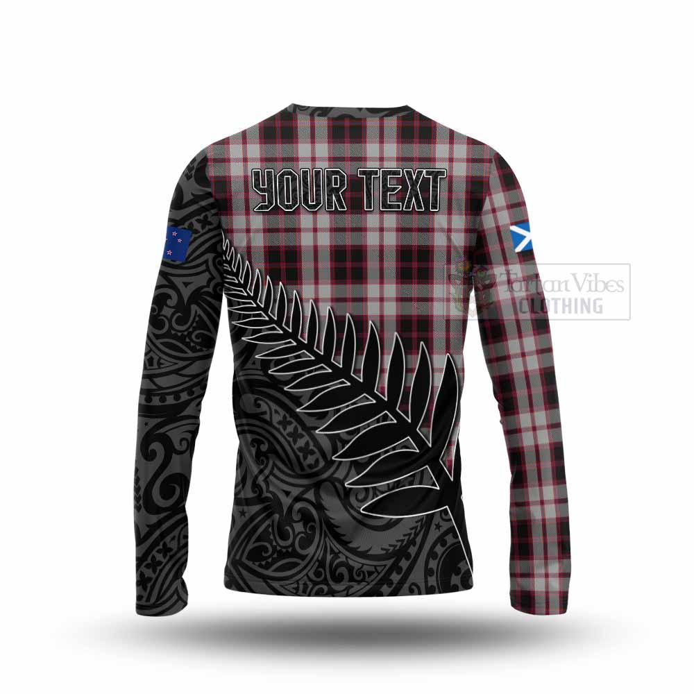 Tartan Vibes Clothing MacPherson (McPherson) Crest Tartan Long Sleeve T-Shirt with New Zealand Silver Fern Half Style