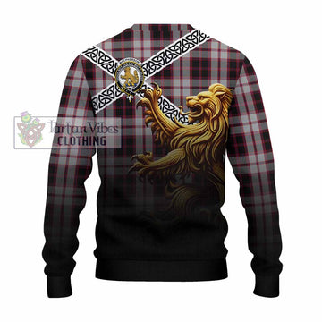 MacPherson (McPherson) Crest Tartan Knitted Sweater with Golden Lion Emblem Celtic Style - Tartan Vibes Clothing