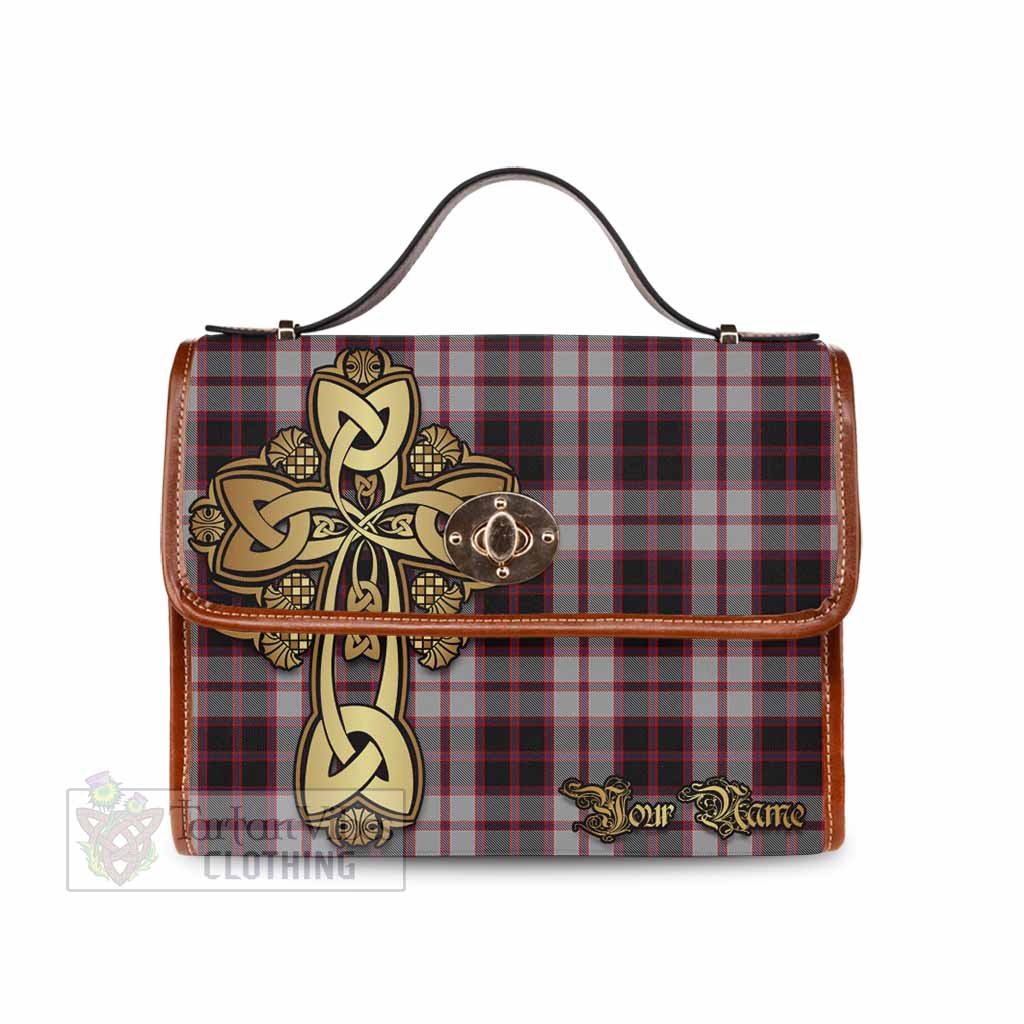 Tartan Vibes Clothing MacPherson (McPherson) Tartan Waterproof Canvas Bag Golden Thistle Celtic Cross Style