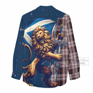 MacPherson (McPherson) Tartan Family Crest Women's Casual Shirt with Scottish Majestic Lion