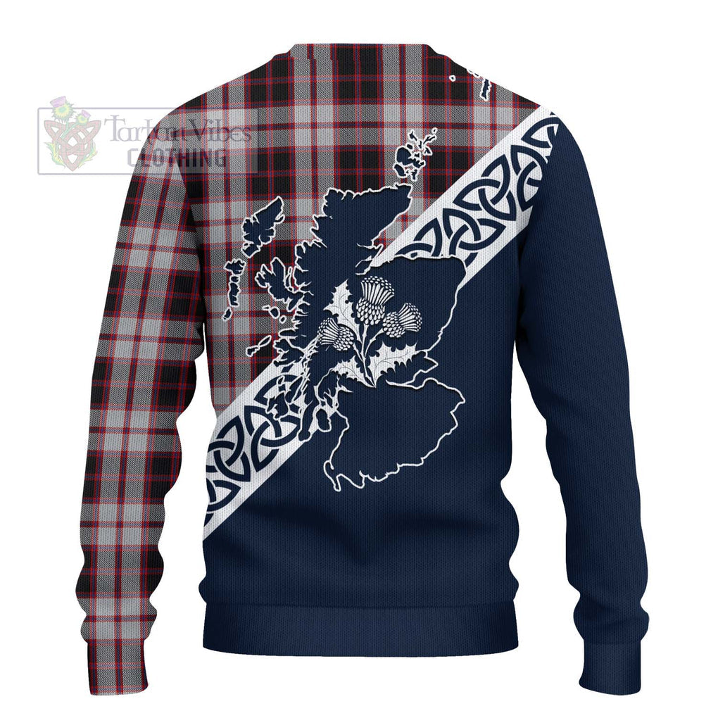 Tartan Vibes Clothing MacPherson (McPherson) Tartan Knitted Sweater Featuring Thistle and Scotland Map