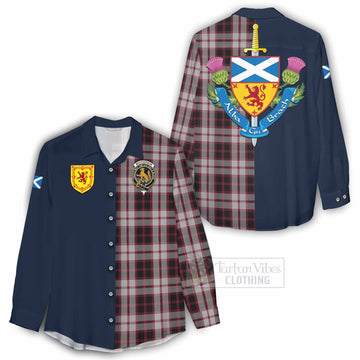 MacPherson (McPherson) Tartan Women's Casual Shirt Alba with Scottish Lion Royal Arm Half Style