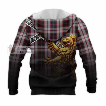 MacPherson (McPherson) Crest Tartan Knitted Hoodie with Golden Lion Emblem Celtic Style - Tartan Vibes Clothing