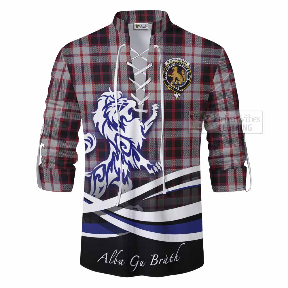 Tartan Vibes Clothing MacPherson (McPherson) Tartan Ghillie Kilt Shirt with Alba Gu Brath Regal Lion Emblem