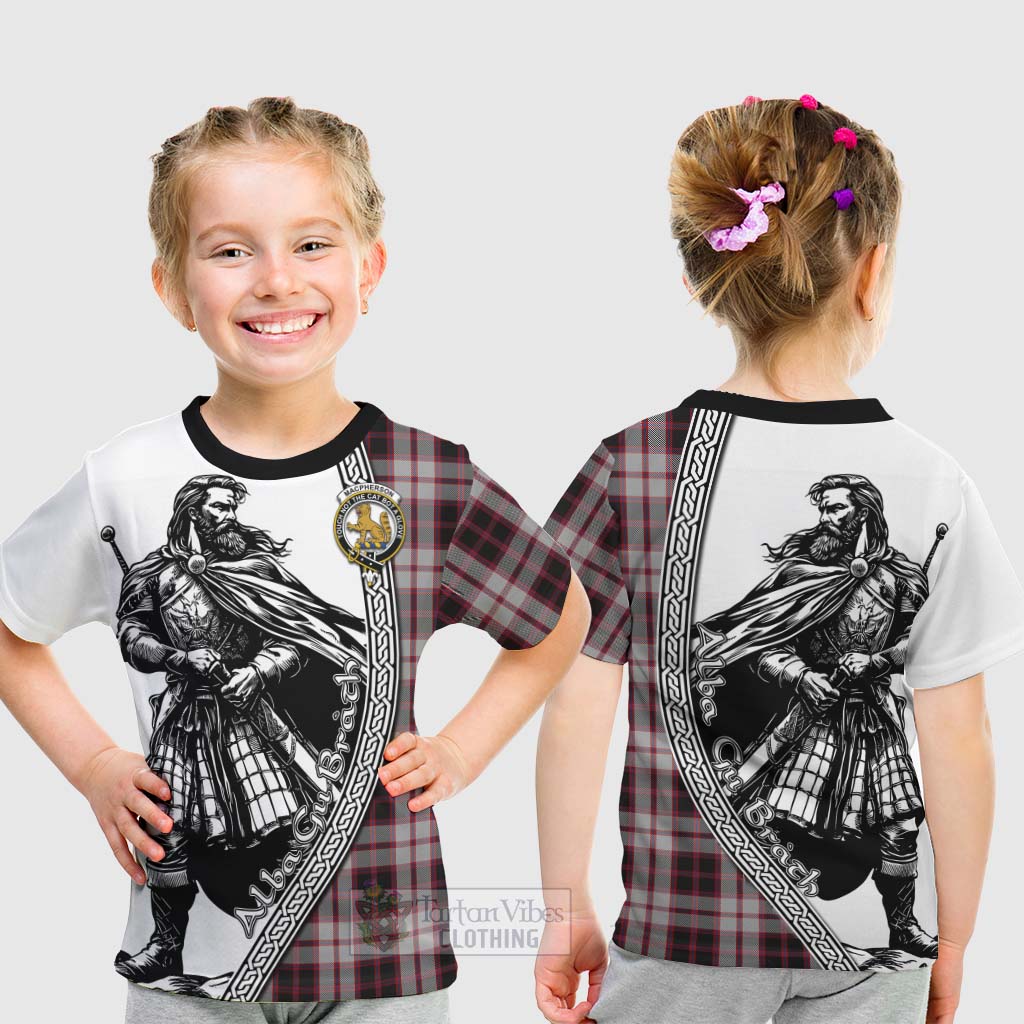 Tartan Vibes Clothing MacPherson (McPherson) Tartan Clan Crest Kid T-Shirt with Highlander Warrior Celtic Style