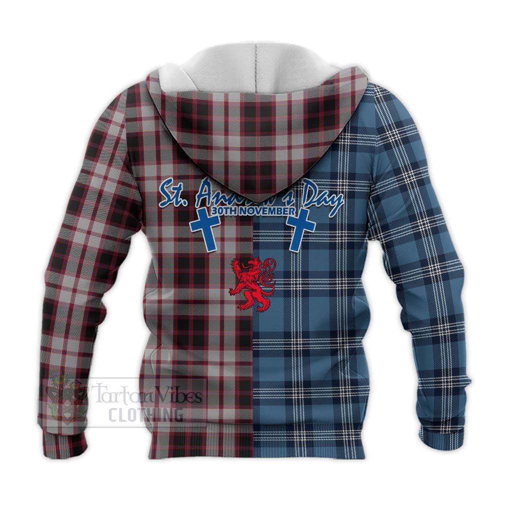 Tartan Vibes Clothing MacPherson (McPherson) Tartan Knitted Hoodie Happy St. Andrew's Day Half Tartan Style