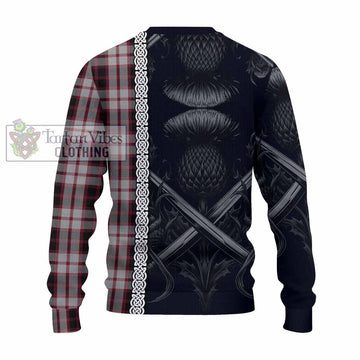 MacPherson (McPherson) Tartan Knitted Sweater with Family Crest Cross Sword Thistle Celtic Vibes - Tartan Vibes Clothing