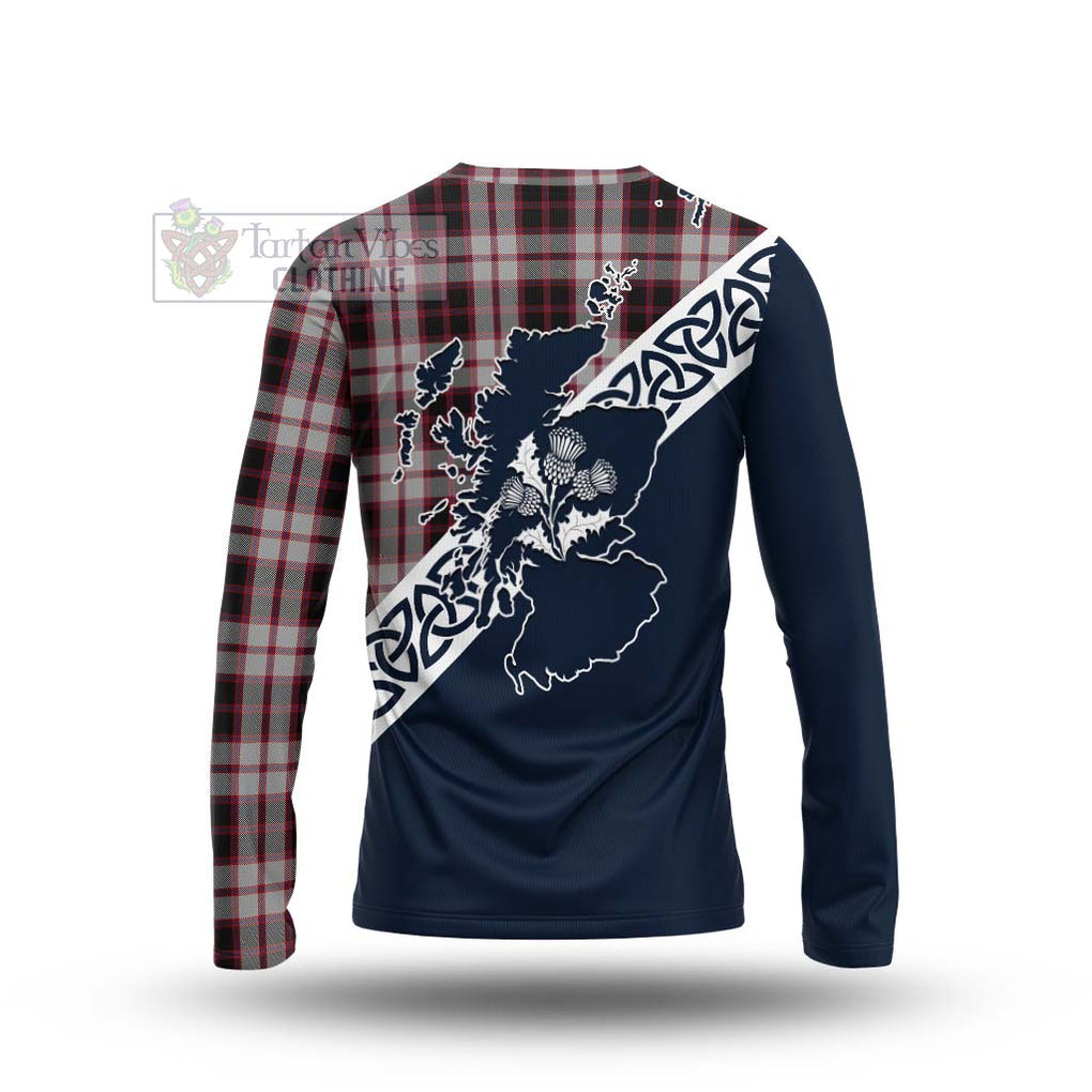 Tartan Vibes Clothing MacPherson (McPherson) Tartan Long Sleeve T-Shirt Featuring Thistle and Scotland Map