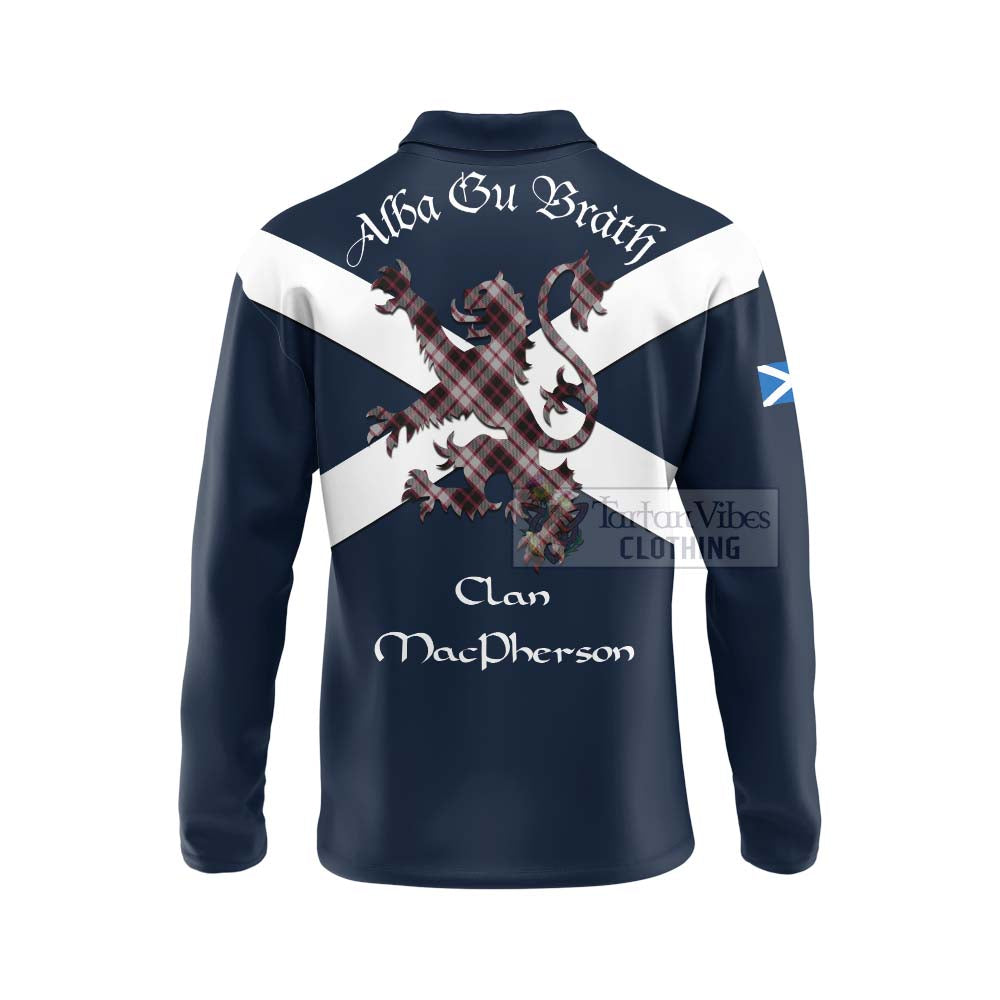 Tartan Vibes Clothing MacPherson (McPherson) Tartan Lion Rampant Long Sleeve Polo Shirt – Proudly Display Your Heritage with Alba Gu Brath and Clan Name