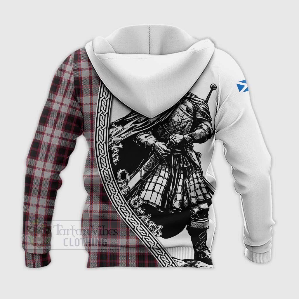 Tartan Vibes Clothing MacPherson (McPherson) Tartan Clan Crest Knitted Hoodie with Highlander Warrior Celtic Style