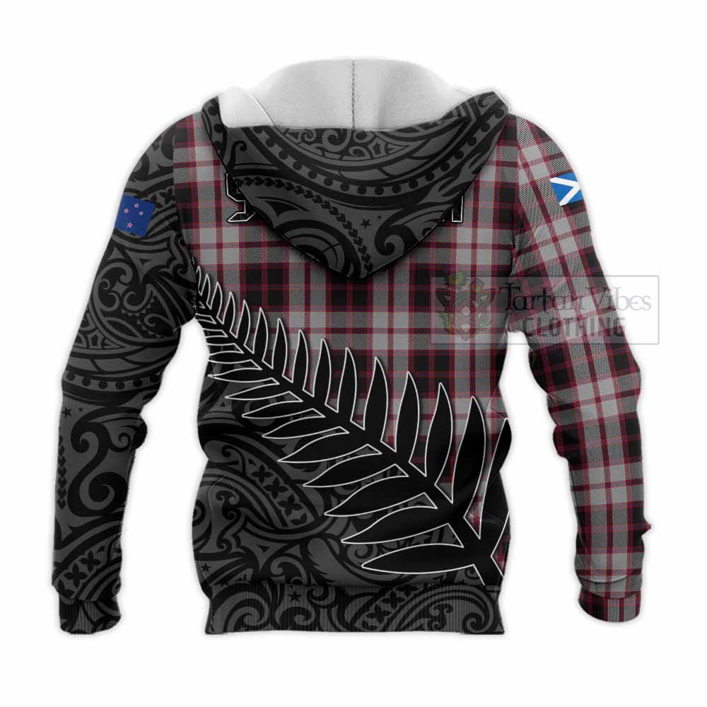 Tartan Vibes Clothing MacPherson (McPherson) Crest Tartan Knitted Hoodie with New Zealand Silver Fern Half Style