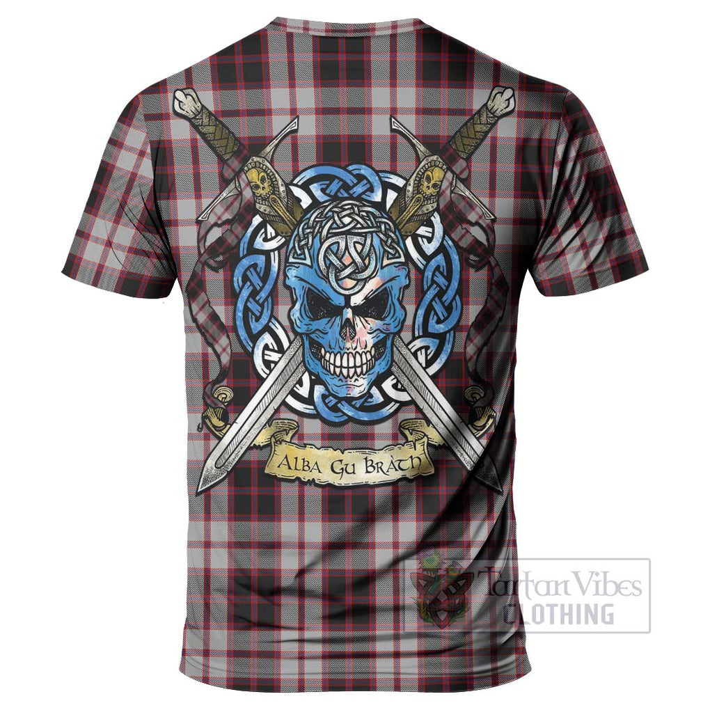 Tartan Vibes Clothing MacPherson (McPherson) Tartan T-Shirt with Family Crest Celtic Skull Style