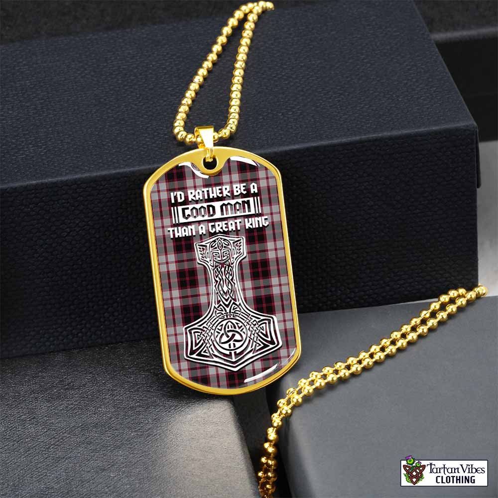 Tartan Vibes Clothing MacPherson (McPherson) Tartan Dog Tag Necklace Viking Mjolnir Style