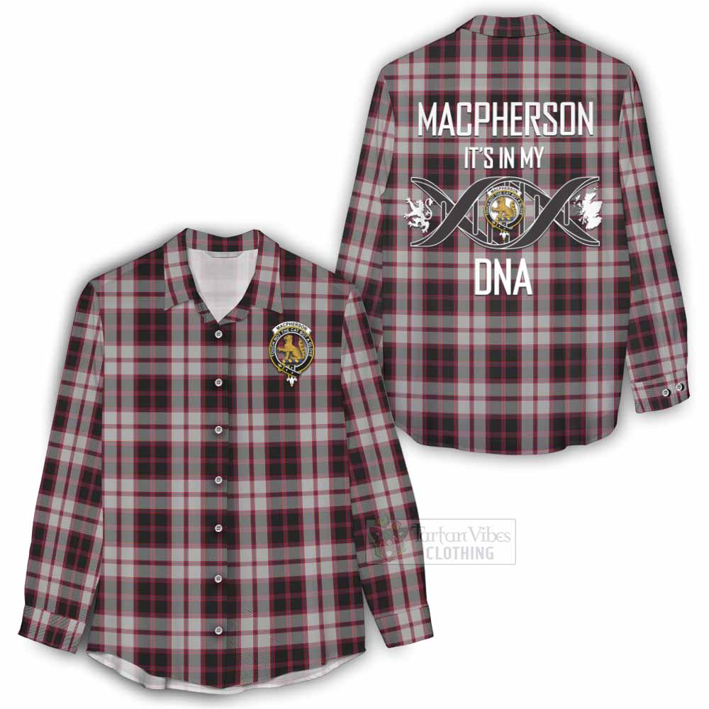 Tartan Vibes Clothing MacPherson (McPherson) Tartan Women's Casual Shirt with Family Crest DNA In Me Style