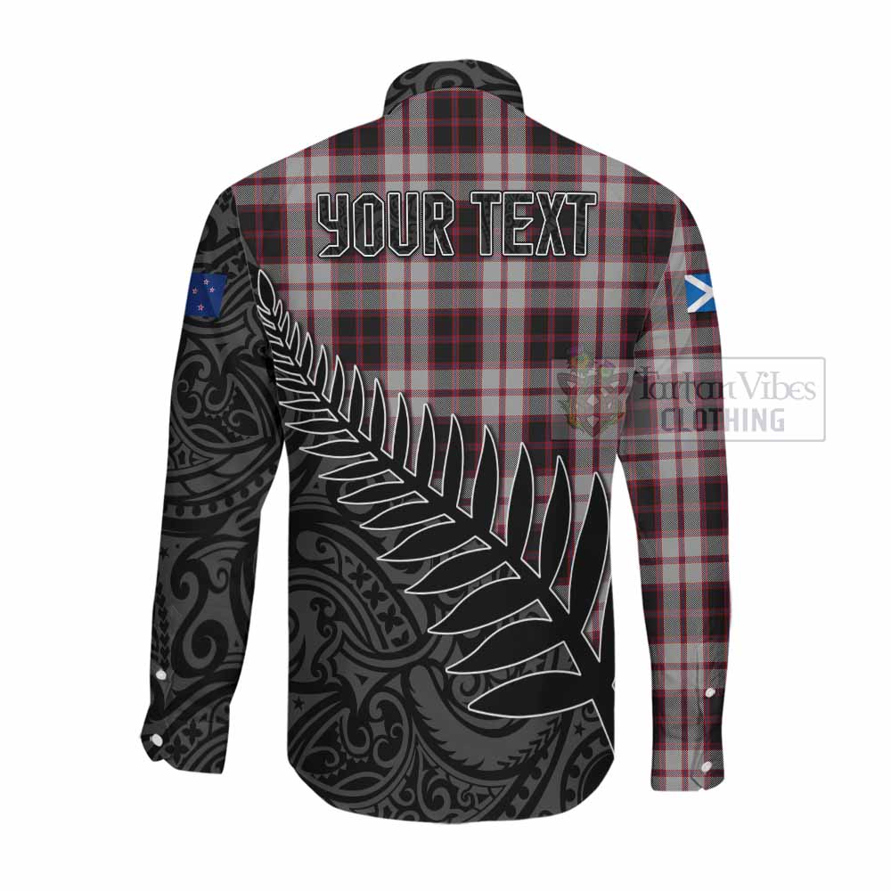 Tartan Vibes Clothing MacPherson (McPherson) Crest Tartan Long Sleeve Button Shirt with New Zealand Silver Fern Half Style