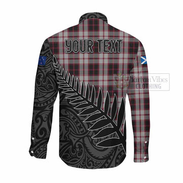 MacPherson (McPherson) Crest Tartan Long Sleeve Button Shirt with New Zealand Silver Fern Half Style