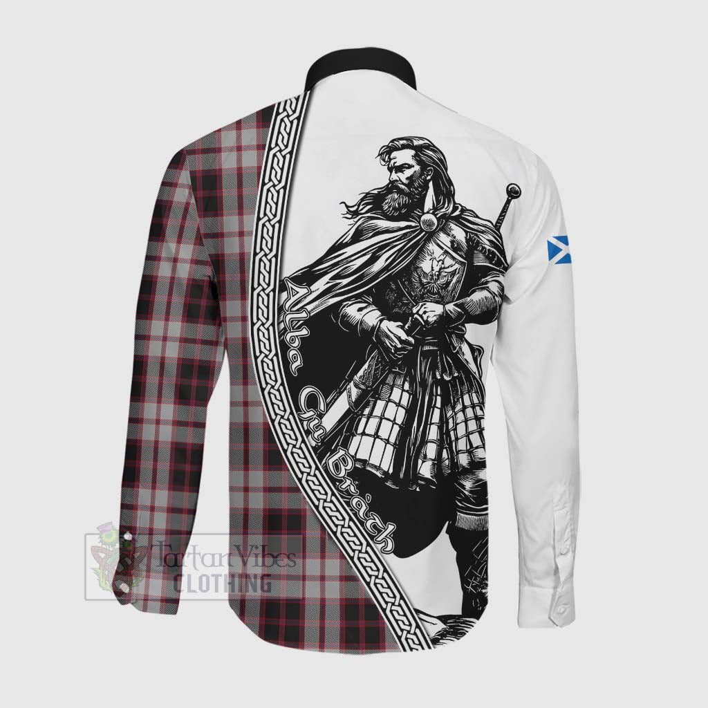 Tartan Vibes Clothing MacPherson (McPherson) Tartan Clan Crest Long Sleeve Button Shirt with Highlander Warrior Celtic Style