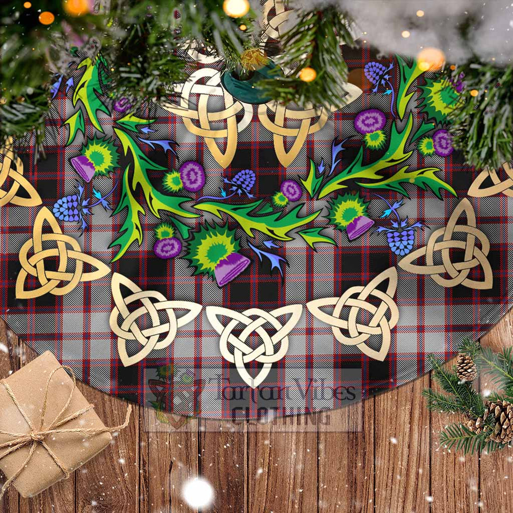 Tartan Vibes Clothing MacPherson (McPherson) Tartan Christmas Tree Skirt with Thistle Celtic Knot Style