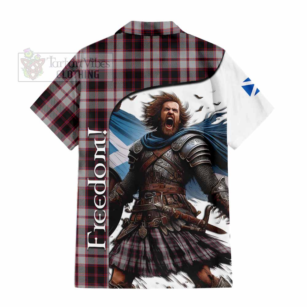 Tartan Vibes Clothing MacPherson (McPherson) Crest Tartan Short Sleeve Button Shirt Inspired by the Freedom of Scottish Warrior