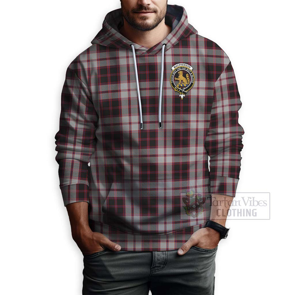 Tartan Vibes Clothing MacPherson (McPherson) Tartan Hoodie with Family Crest and Bearded Skull Holding Bottles of Whiskey